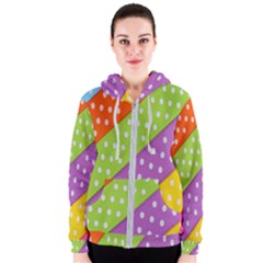 Colorful Easter Ribbon Background Women s Zipper Hoodie by Simbadda