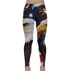 Fourth Of July Independence Day Usa American Pride Classic Yoga Leggings by Ravend
