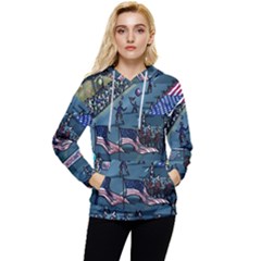 July 4th Parade Independence Day Women s Lightweight Drawstring Hoodie by Ravend