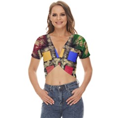 Acrylic Abstract Art Design  Twist Front Crop Top by Rbudhiya