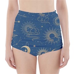 Seamless-galaxy-pattern High-waisted Bikini Bottoms