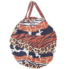 Mixed-animal-skin-print-safari-textures-mix-leopard-zebra-tiger-skins-patterns-luxury-animals-textur Giant Round Zipper Tote by uniart180623