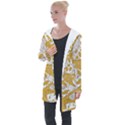 Vector-seamless-pizza-slice-pattern-hand-drawn-pizza-illustration-great-pizzeria-menu-background - Longline Hooded Cardigan View1
