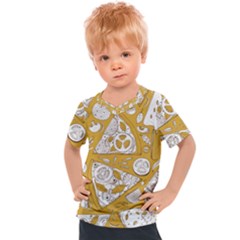 Vector-seamless-pizza-slice-pattern-hand-drawn-pizza-illustration-great-pizzeria-menu-background - Kids  Sports Tee
