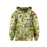 Seamless-pattern-with-flowers-owls Kids  Zipper Hoodie