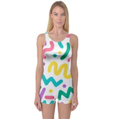 Abstract-pop-art-seamless-pattern-cute-background-memphis-style One Piece Boyleg Swimsuit