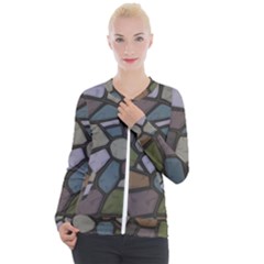 Cartoon-colored-stone-seamless-background-texture-pattern - Casual Zip Up Jacket by uniart180623