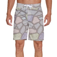 Cartoon-colored-stone-seamless-background-texture-pattern Men s Beach Shorts