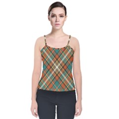 Tartan-scotland-seamless-plaid-pattern-vector-retro-background-fabric-vintage-check-color-square-geo Velvet Spaghetti Strap Top