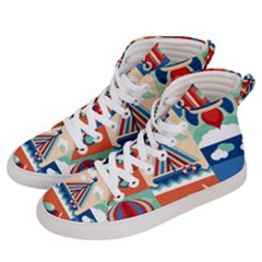 Toy-transport-cartoon-seamless-pattern-with-airplane-aerostat-sail-yacht-vector-illustration Women s Hi-top Skate Sneakers by uniart180623