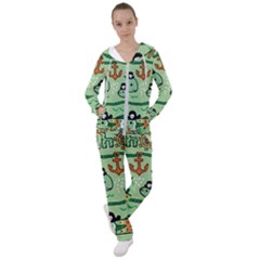 Seamless Pattern Fishes Pirates Cartoon Women s Tracksuit