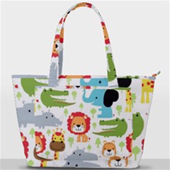 Seamless-pattern-vector-with-animals-cartoon Back Pocket Shoulder Bag  by uniart180623