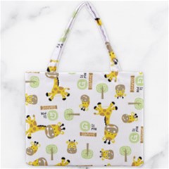 Vector-pattern-with-cute-giraffe-cartoon Mini Tote Bag