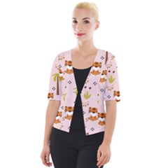 Cute-tiger-car-safari-seamless-pattern Cropped Button Cardigan by uniart180623