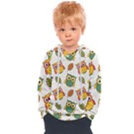 Background-with-owls-leaves-pattern Kids  Overhead Hoodie