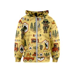 Seamless-pattern-funny-ranger-cartoon Kids  Zipper Hoodie by uniart180623
