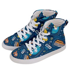 Seamless-pattern-vector-submarine-with-sea-animals-cartoon Men s Hi-top Skate Sneakers by uniart180623