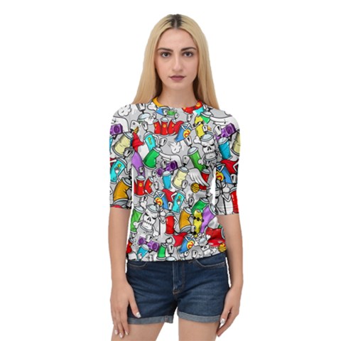 Graffiti-characters-seamless-pattern Quarter Sleeve Raglan Tee by uniart180623
