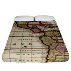 Vintage World Map Old  Globe Antique America Fitted Sheet (king Size) by uniart180623