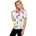 Pawprints-paw-prints-paw-animal Bow Sleeve Button Up Top View2