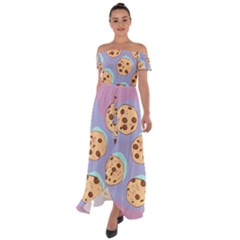 Cookies Chocolate Chips Chocolate Cookies Sweets Off Shoulder Open Front Chiffon Dress