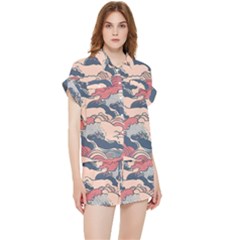 Waves Ocean Sea Water Pattern Rough Seas Chiffon Lounge Set by uniart180623