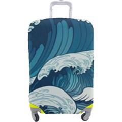 Waves Ocean Sea Pattern Water Tsunami Rough Seas Luggage Cover (large) by uniart180623