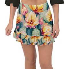 Prickly Pear Cactus Flower Plant Fishtail Mini Chiffon Skirt by Ravend