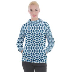 Mazipoodles Dusty Duck Egg Blue White Donuts Polka Dot Women s Hooded Pullover by Mazipoodles