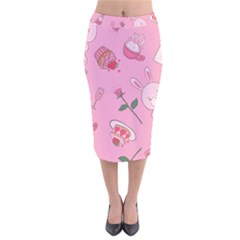 Valentine Pattern Velvet Midi Pencil Skirt by designsbymallika