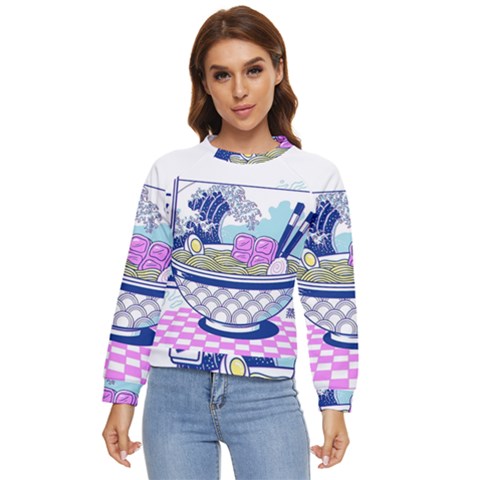 Ramen Kanji Vaporwave Artwork Minimalism Women s Long Sleeve Raglan Tee by Bangk1t