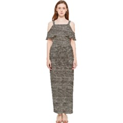 Gray Digital Fabric Vintage Draped Sleeveless Chiffon Jumpsuit