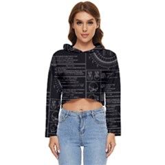 Black Background With Text Overlay Mathematics Trigonometry Women s Lightweight Cropped Hoodie by uniart180623