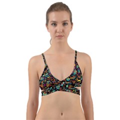 Cartoon Monster Pattern Abstract Background Wrap Around Bikini Top by uniart180623