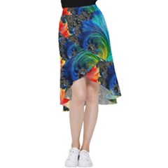 Colorful Digital Art Fractal Design Frill Hi Low Chiffon Skirt