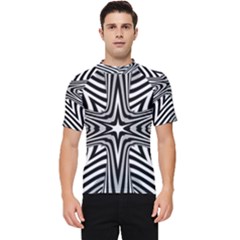 Fractal Star Mandala Black And White Men s Short Sleeve Rash Guard by uniart180623