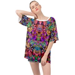 Flower Patterns Abstract Pattern Digital Art Oversized Chiffon Top by uniart180623