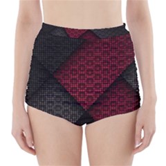 Red Black Abstract Pride Abstract Digital Art High-waisted Bikini Bottoms by uniart180623