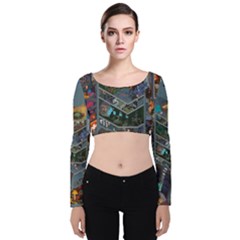 Fictional Character Cartoons Velvet Long Sleeve Crop Top by uniart180623