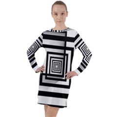 Squares Concept Design Raining Long Sleeve Hoodie Dress by uniart180623