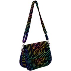 Circuit Hexagonal Geometric Pattern Background Pattern Saddle Handbag