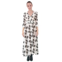 Alien Creatures Dance Pattern Button Up Maxi Dress by dflcprintsclothing