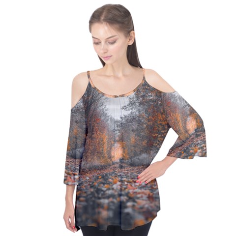 Breathe In Nature Background Flutter Sleeve Tee  by artworkshop