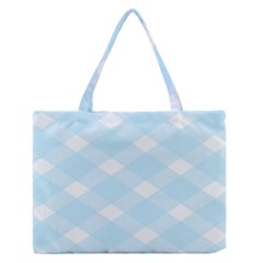 Baby Blue And White Plaid  Zipper Medium Tote Bag by Khoncepts