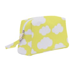 Cute Yellow White Clouds Wristlet Pouch Bag (medium)