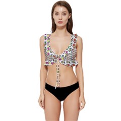 Stickman Kids Doodle Paper Children Group Low Cut Ruffle Edge Bikini Top by Simbadda