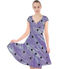 Hand Painted Branches With Collage Wood Bloom In Peace Cap Sleeve Front Wrap Midi Dress by pepitasart