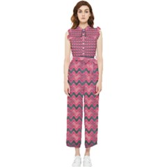 Background Pattern Structure Women s Frill Top Chiffon Jumpsuit by Simbadda