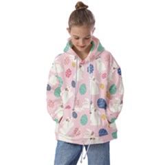 Cute Bunnies Easter Eggs Seamless Pattern Kids  Oversized Hoodie
