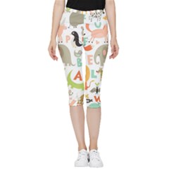 Children Alphabet Seamless Pattern Inside Out Lightweight Velour Capri Leggings  by Simbadda